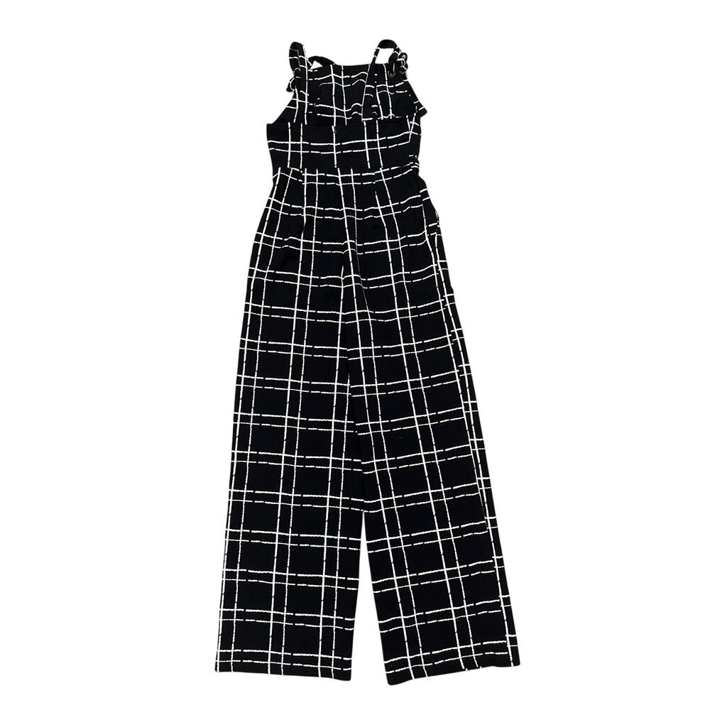 Cupshe jumper, tie straps, pockets, zipper back, women’s XS, black plaid pattern - Picture 4 of 5